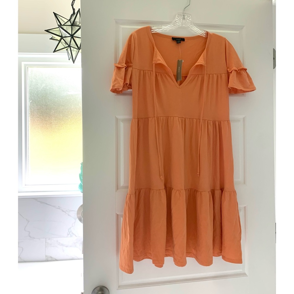 NWT J.Crew Blossom Tiered Dress XXS Pumpkin Spice  Cotton V-neck